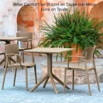 Sillas Confort Con Brazos y Mesa Luna Taupe