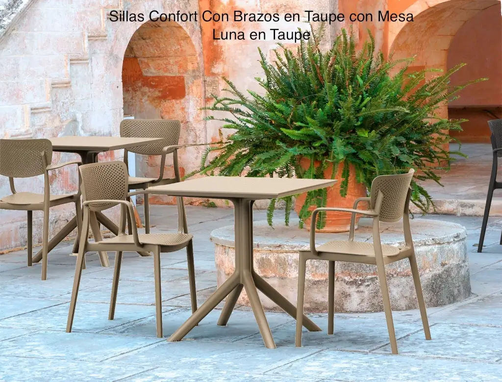 Sillas Confort Con Brazos y Mesa Luna Taupe