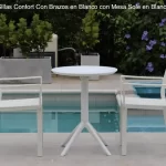 Sillas Confort con brazos y Mesa Sole Blanco