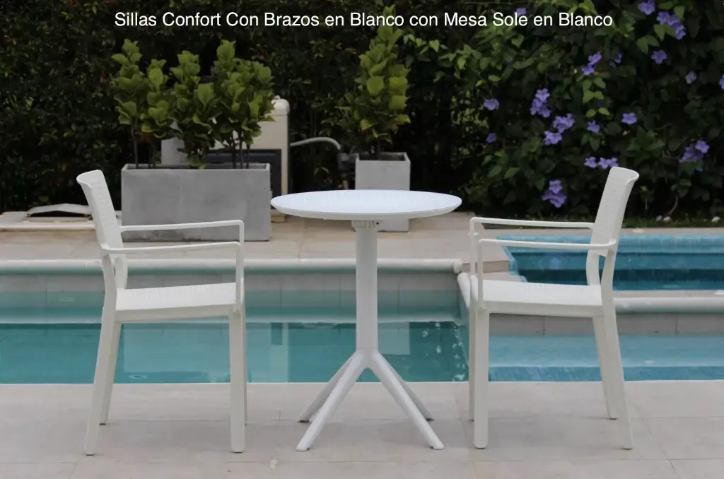 Sillas Confort con brazos y Mesa Sole Blanco